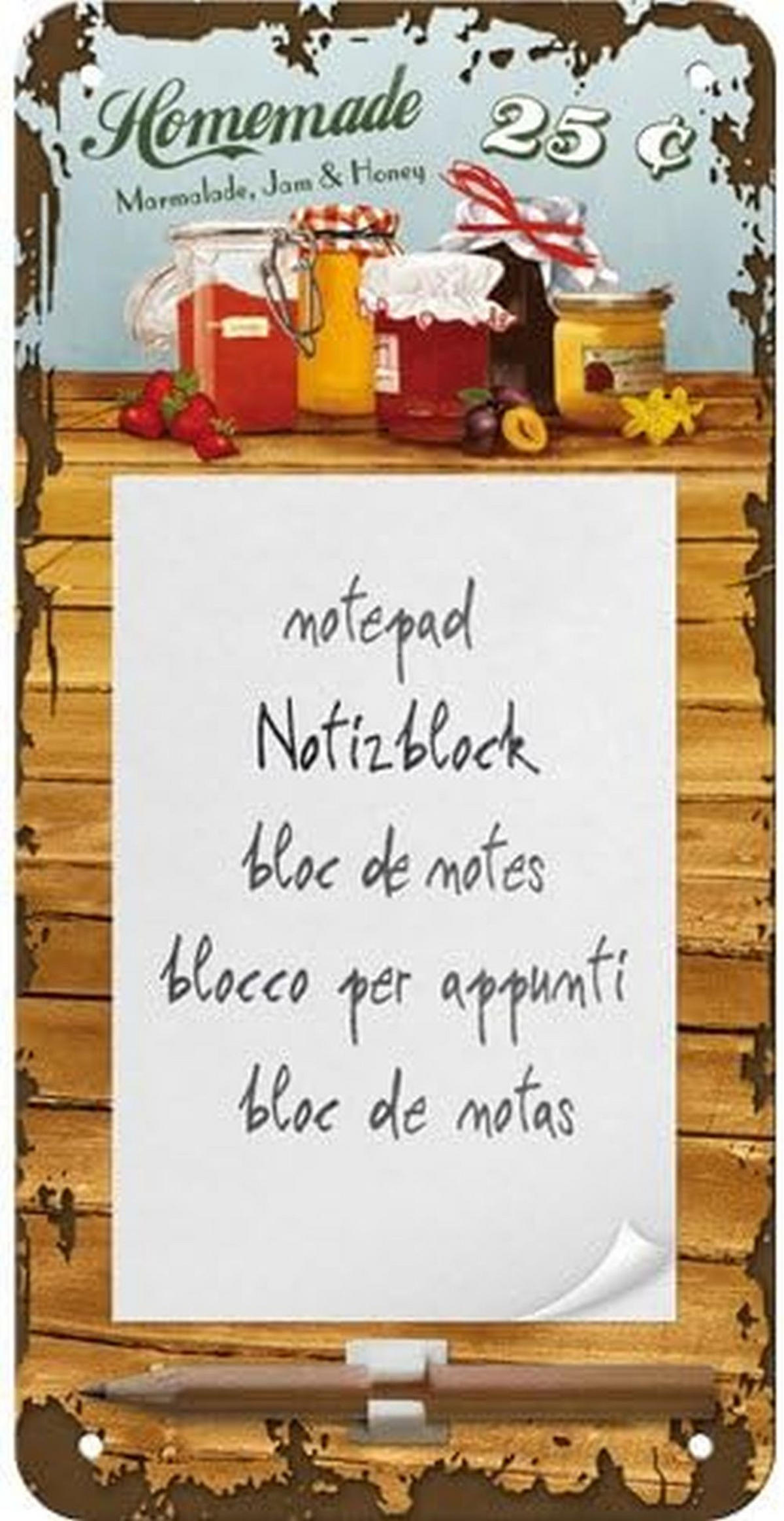 NOTIZBLOCKSCHILD Home und Country Homemade Marmalade - Multicolor, Metall (10/1/0.9cm) - Nostalgic-Art