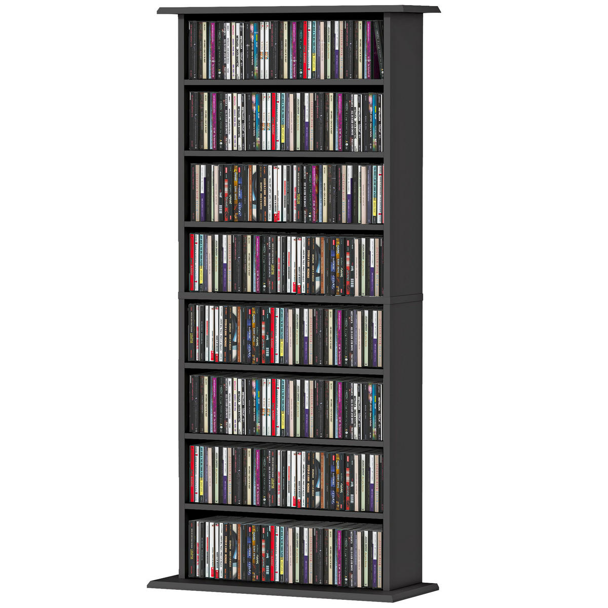 CD-REGAL DE-14457 8 Fächer, verstellbare Böden Schwarz - Schwarz, Holzwerkstoff (24/126.3/58cm) - ComfortXL
