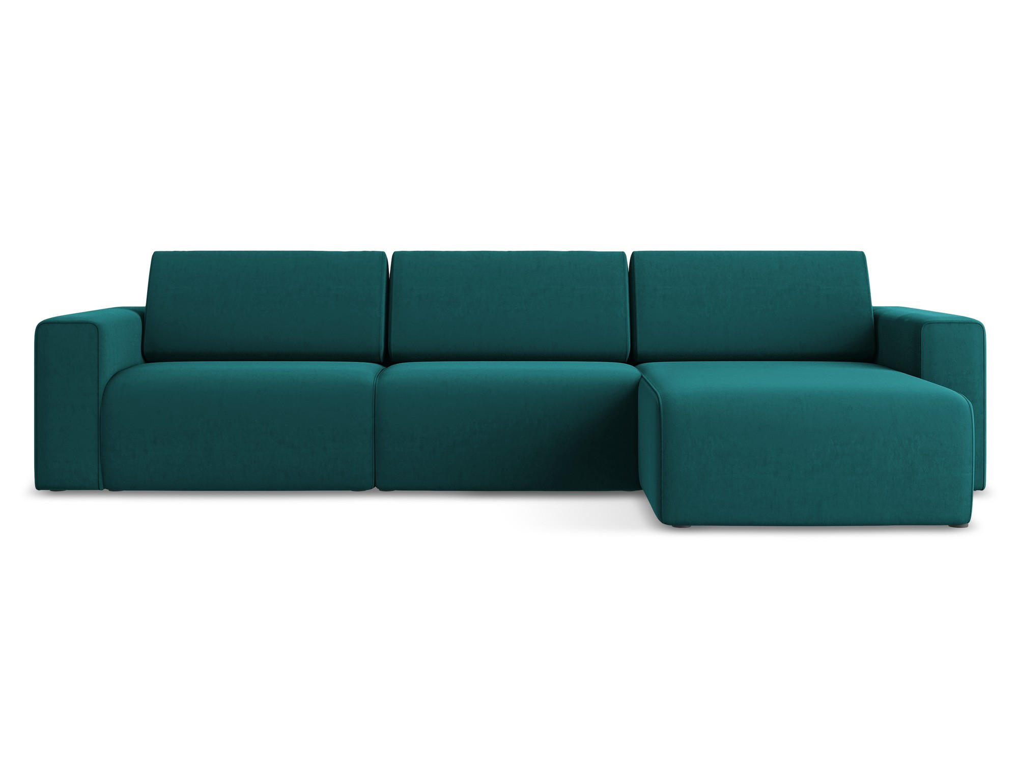 ECKSOFA Rechts Samt Stoff Blau - Blau/Petrol, Kunststoff/Textil (314/167cm) - Makamii