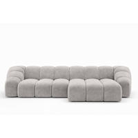 ECKSOFA Modulare L-Form, Veloursstoff Bluvel, Grau, Rechts, CROISSANT L - Grau, Holz (305/190cm) - Kaiser Möbel