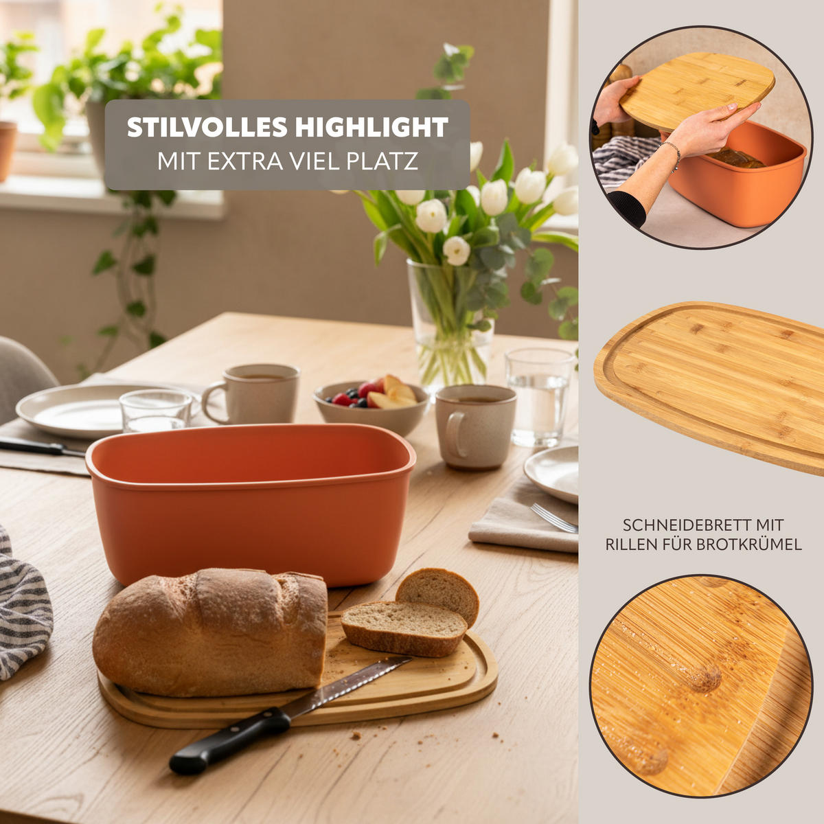 BROTKASTEN, braun - Rotbraun, Kunststoff (22.5/13.5/37cm) - bremermann