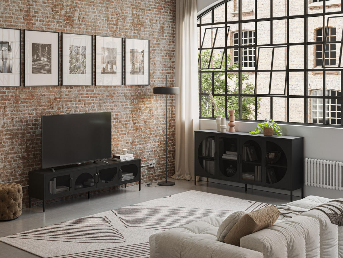 KOMMODE Tayra Schwarz 160/40/90 cm - Schwarz, Metall (40/90/160cm) - Drawer