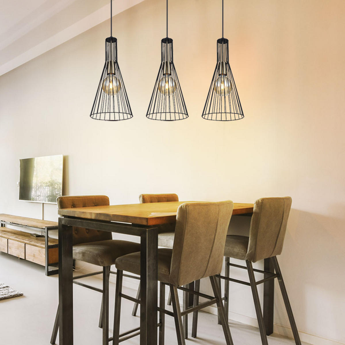 RGB LED HÄNGELEUCHTE Metall Schwarz - Schwarz, Metall (84/20/120cm) - Globo Lighting