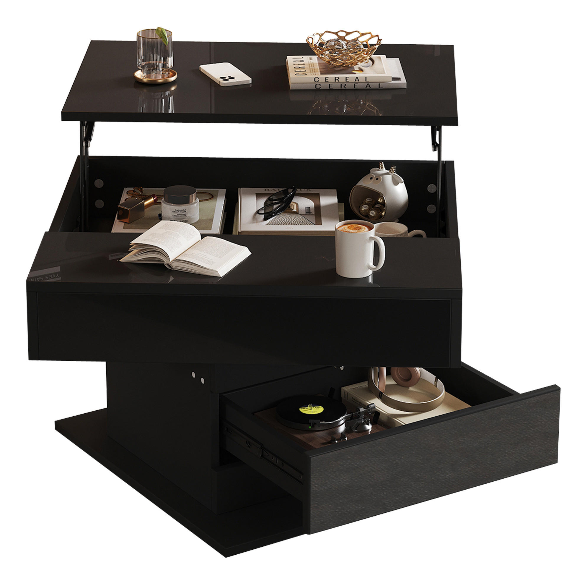 Flora Grace Couchtisch Schwarz 70x45x70 cm