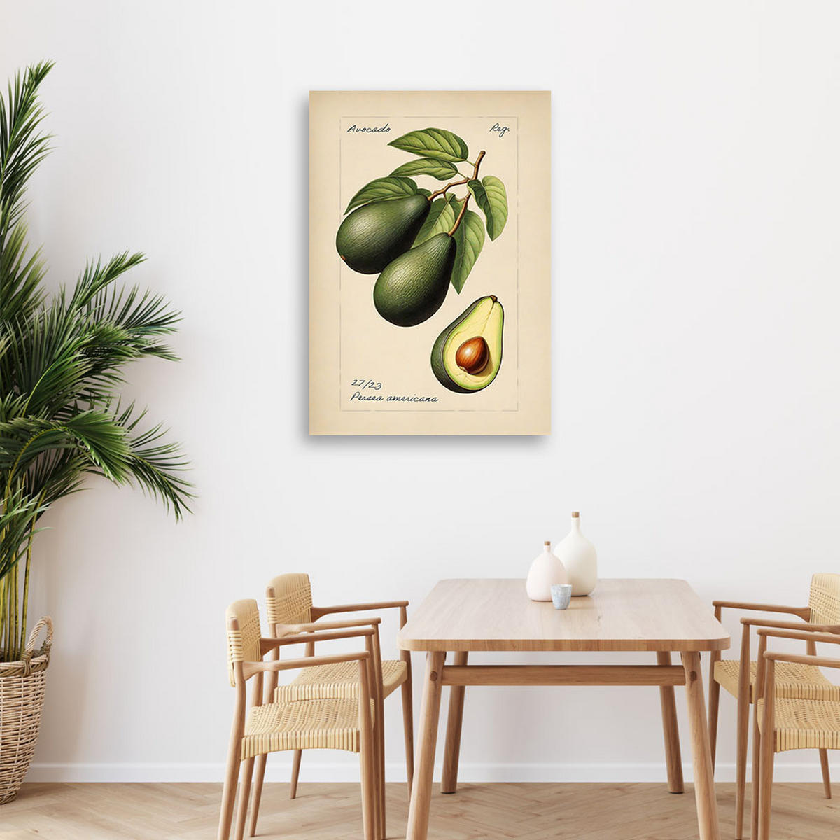 WANDBILD avocado frucht im vintage stil - Beige, Textil (40/60cm) - Feeby