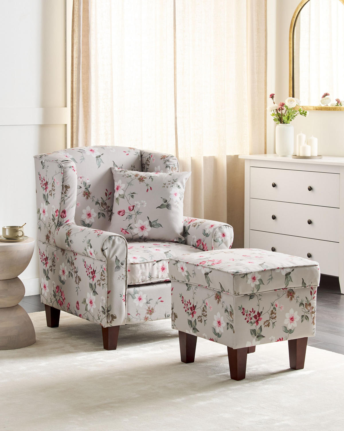 SESSEL Creme Hamar - Beige/Multicolor, Textil (77/95/78cm) - Beliani