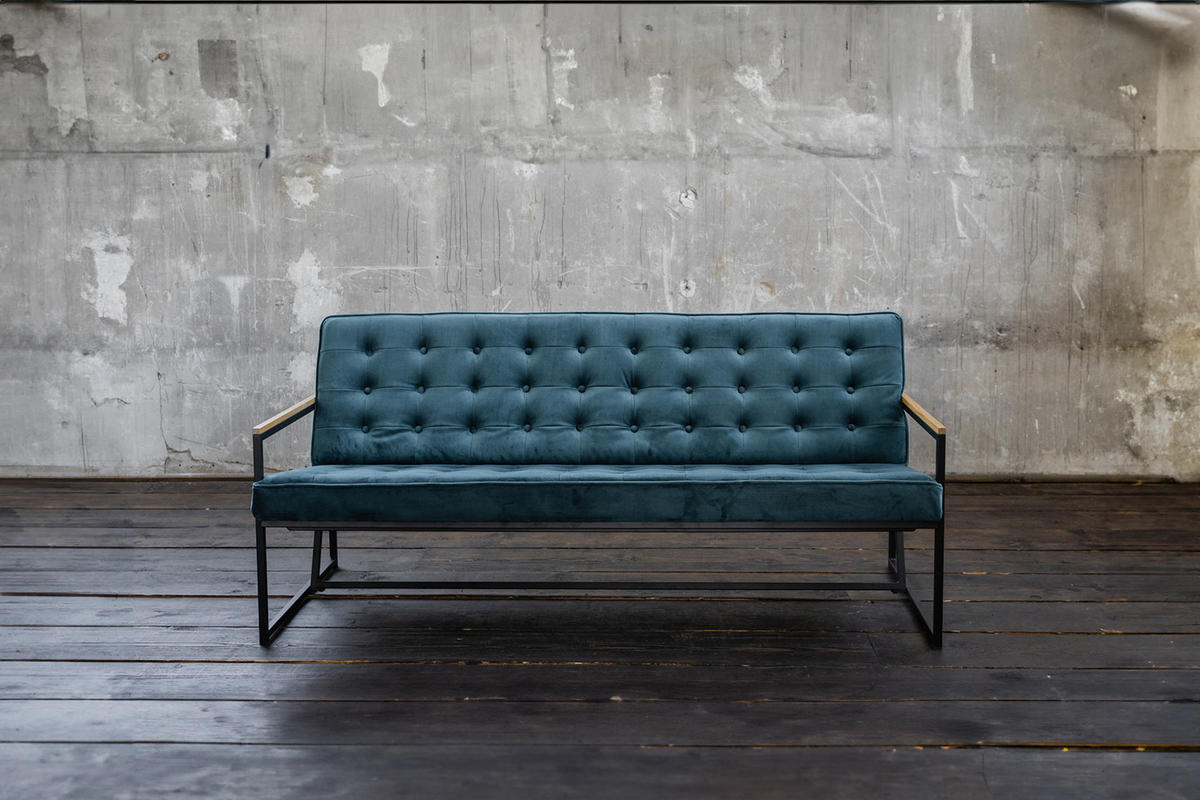 POLSTERBANK ARLY Petrol Velvet - Petrol, Textil (173/80/77cm) - KAWOLA