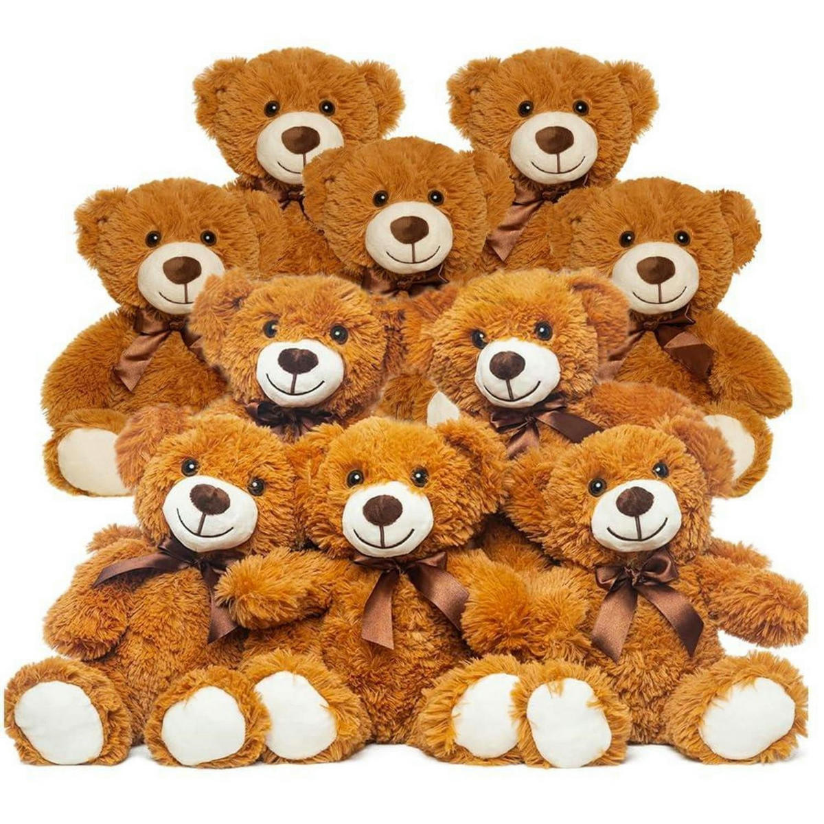 PLÜSCHTIER Teddybär 10-teiliges Set Braun 34 cm - Braun, Textil (25/35cm)