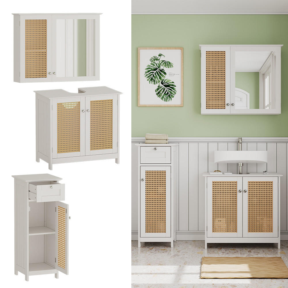 BADMÖBEL-SET Rosario Weiß 3 teilig - Weiß, Holzwerkstoff (60/58/35cm) - Vicco
