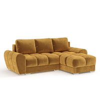 ECKSOFA MIT SCHLAFFUNKTION Peebles Honigfarbe Samtstoff - Chromfarben/Honig, Holz/Holzwerkstoff (256/175cm) - Maison de Reve