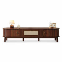 TV komoda 170/39,5/38 cm s vratima od prirodnog drva i ladicama od ratana u boji oraha - boje hrasta/prirodne boje, drvni materijal (170/38/39.5cm) - CHICFURN