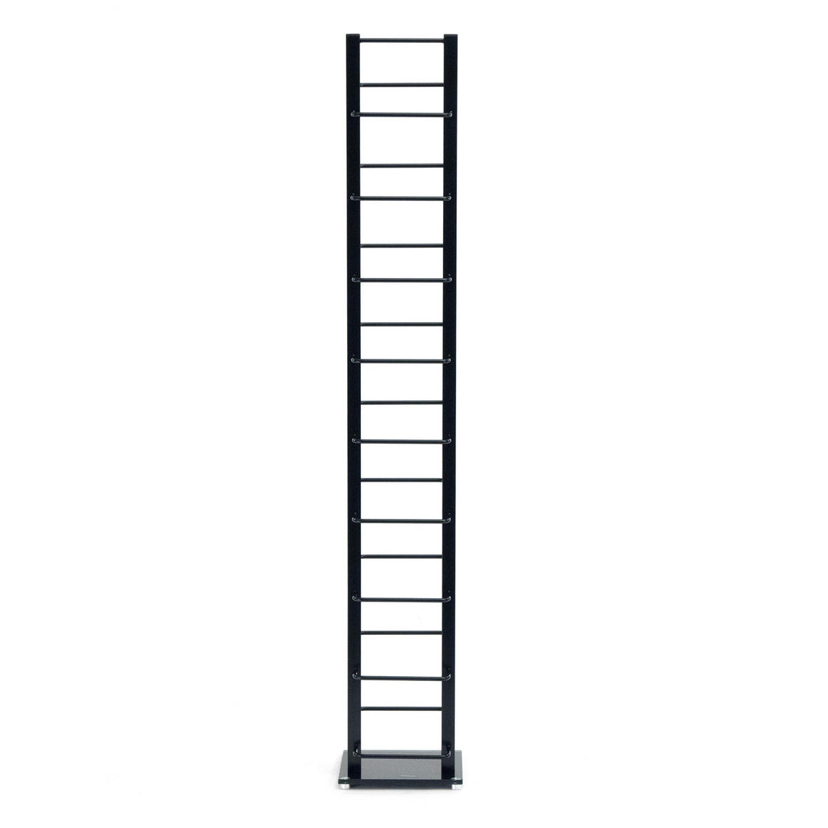 CD-STÄNDER Tower Metall mit Glasfuß, für 126 CDs schwarz - Schwarz, Kunststoff (20/138/12cm) - DESIGN DELIGHTS