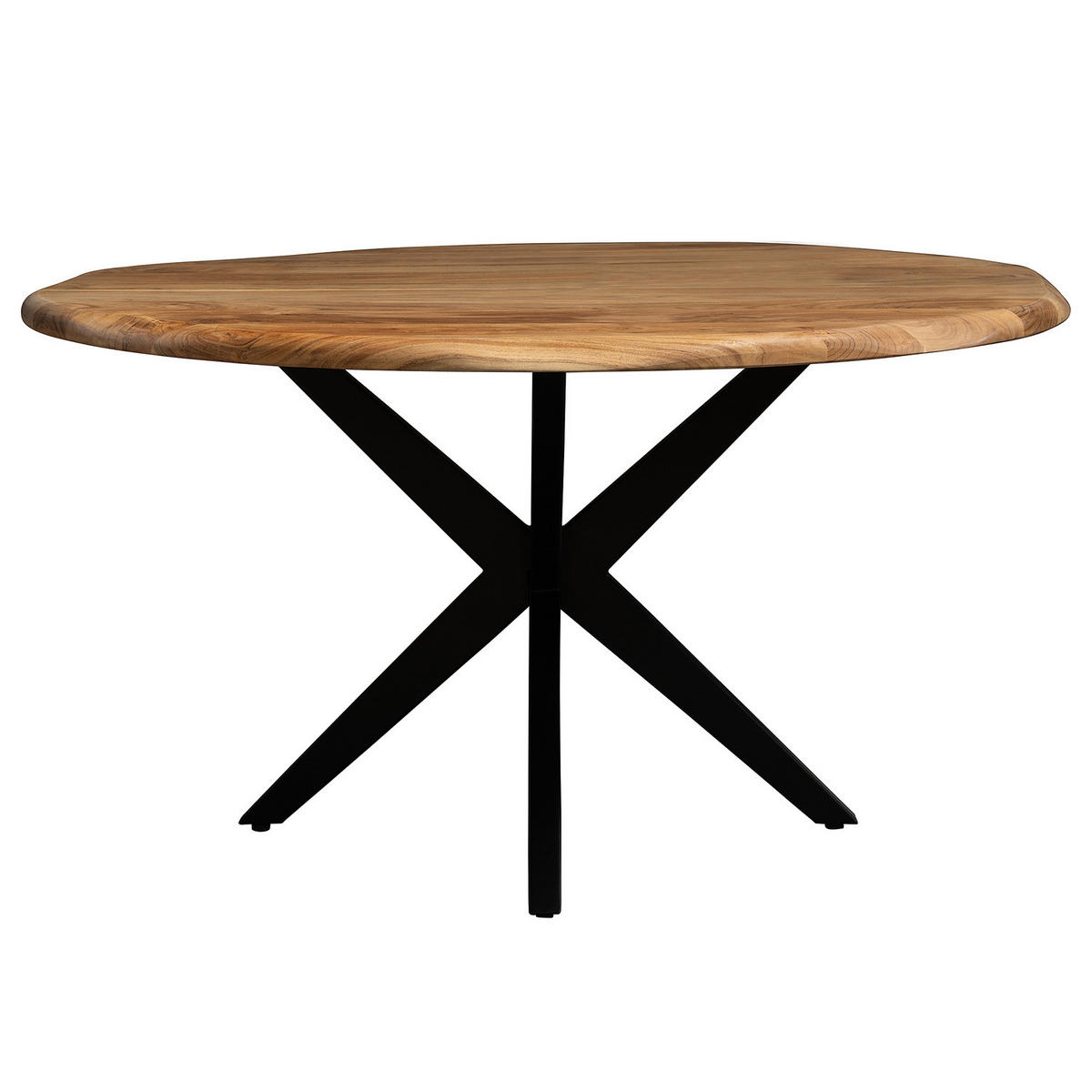 ESSTISCH mit Massivholzplatte - Akazie massiv / Eisen - Akazie Braun / Schwarz - Schwarz/Braun, Holz/Metall (140/140/76cm) - home24