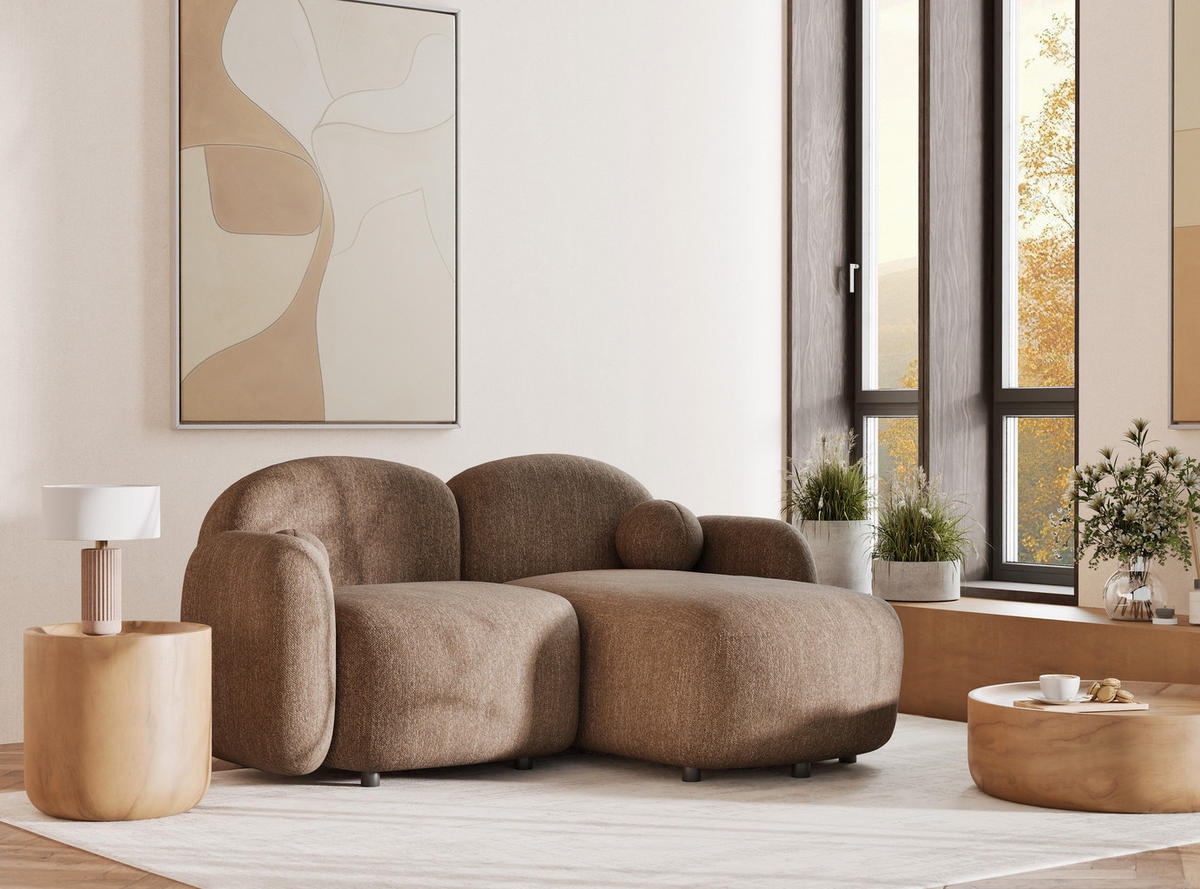 ECKSOFA Bahama Braun Webstoff - Schwarz/Braun, Holz/Holzwerkstoff (190/146cm) - Maison de Reve