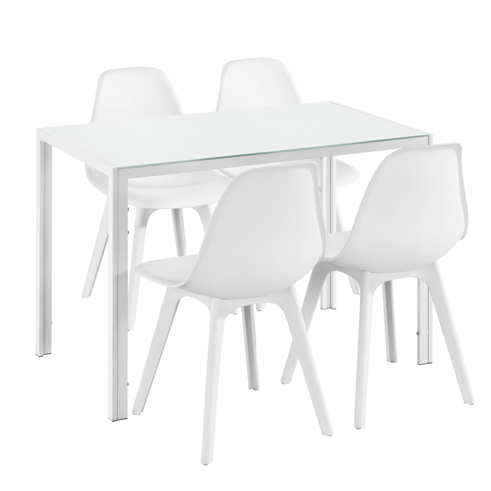 ESSGRUPPE Stathelle - Weiß, Glas/Metall (105/75/60cm) - [en.casa]