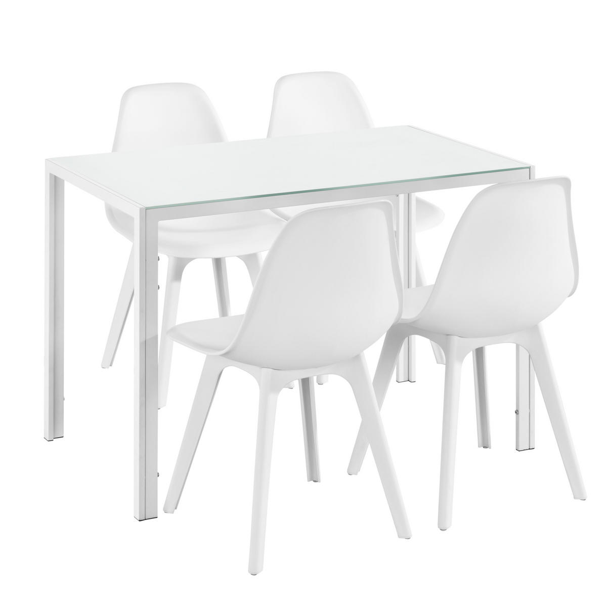 ESSGRUPPE Stathelle - Weiß, Glas/Metall (105/75/60cm) - [en.casa]