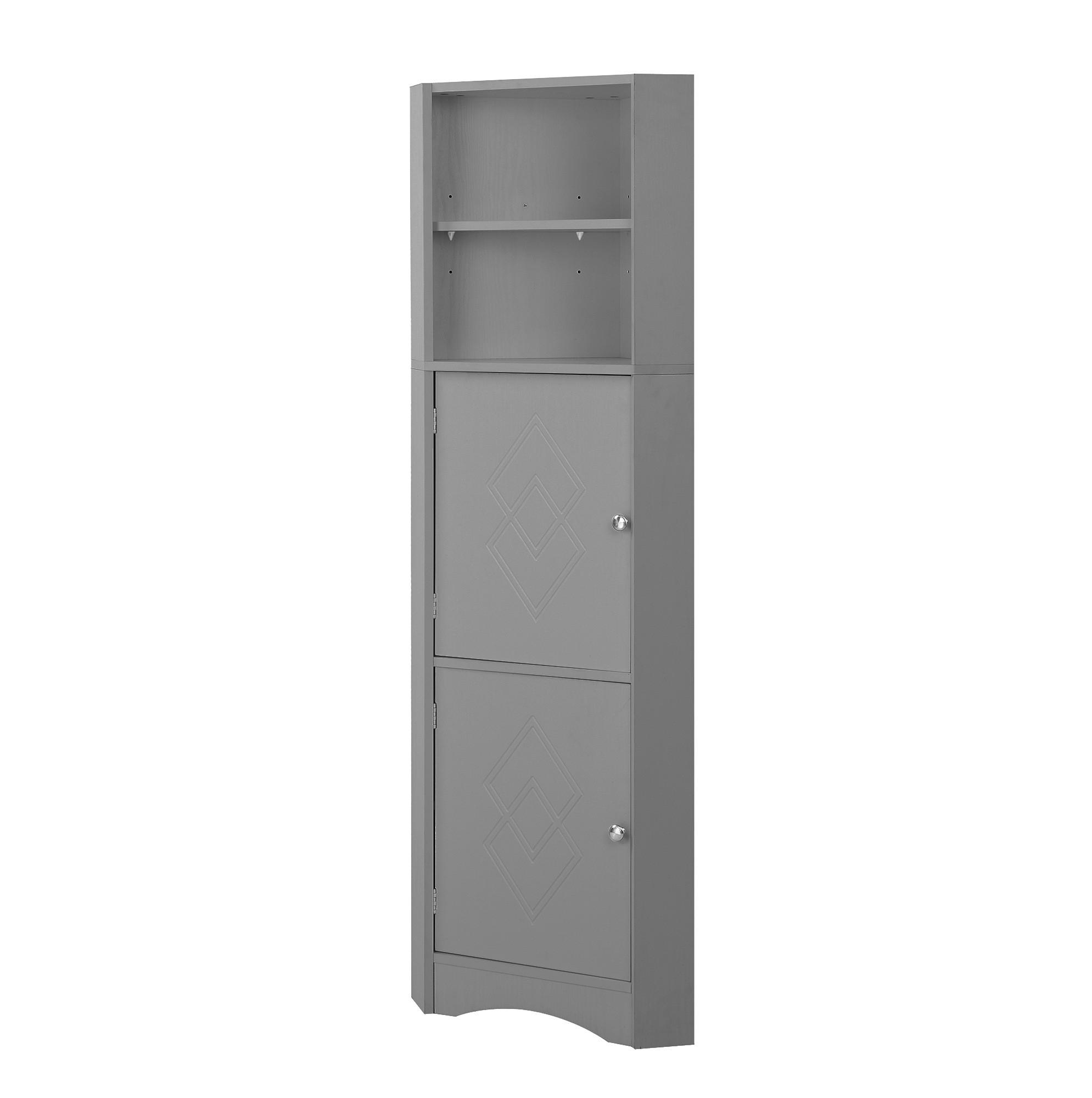 BADEZIMMERSCHRANK 36.5x36.5x155cm in Grau, wasserdicht & kippsicher - Grau, Holzwerkstoff (36.5/155/36.5cm) - Modfu
