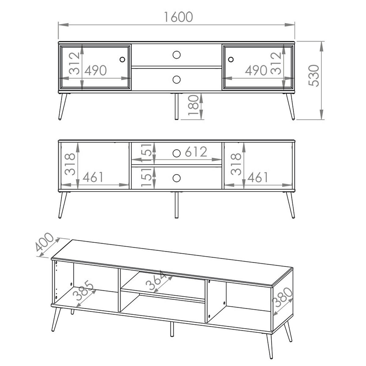 WOHNZIMMER-SET 3-TLG. Gubin-131 - Weiß, Holzwerkstoff (342/152/60cm) - Lomado