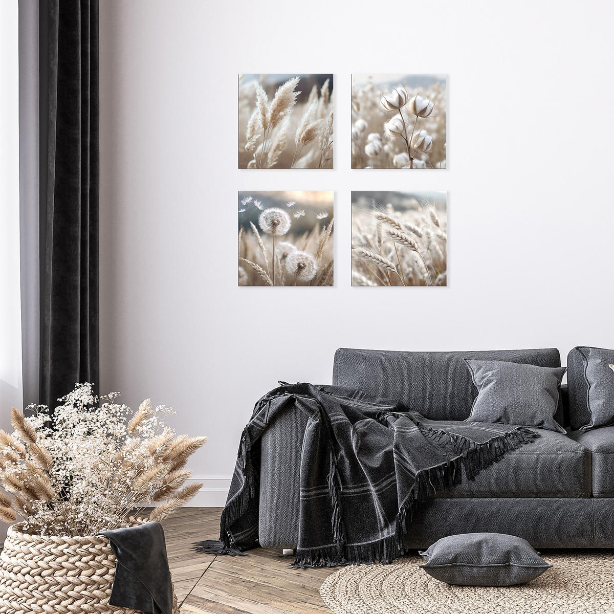 GLASBILD 30×30 cm Pusteblumen beige - Beige, Glas (30/30cm) - artissimo