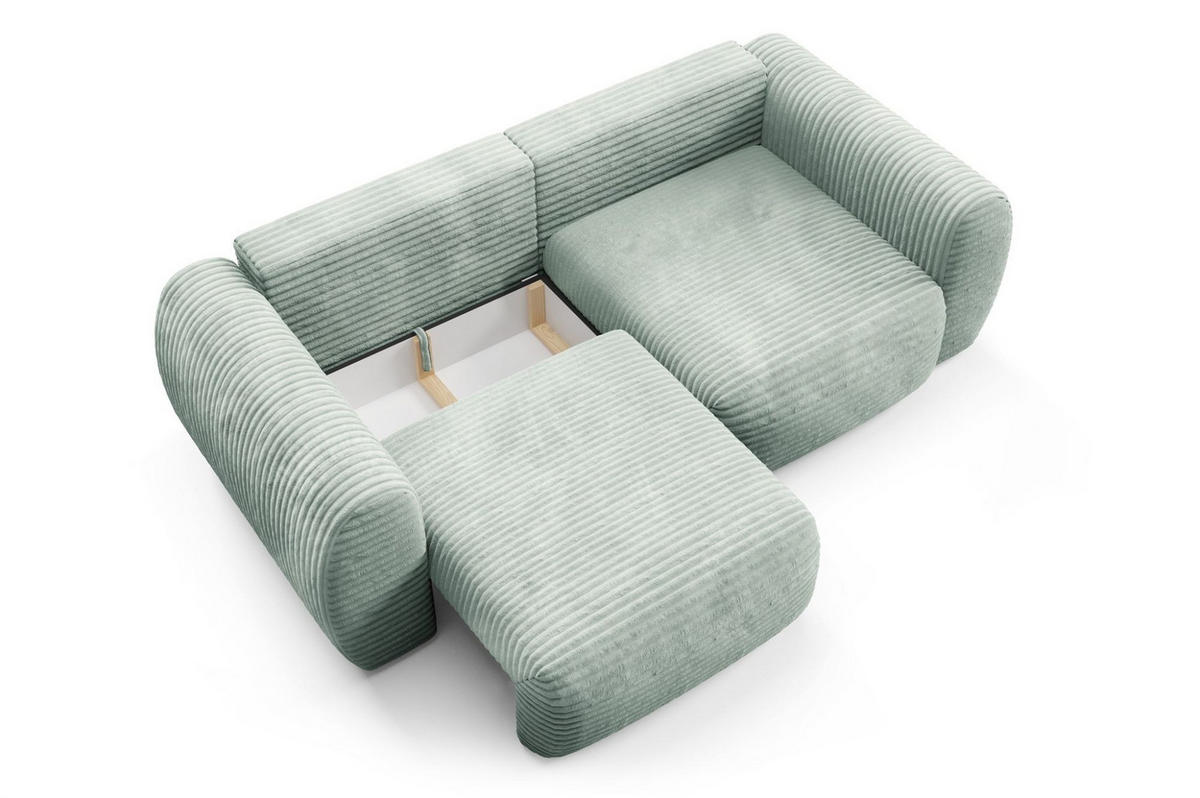 SCHLAFSOFA Simone - Salbeigrün, Holzwerkstoff/Textil (266/95/110cm) - Fun Möbel