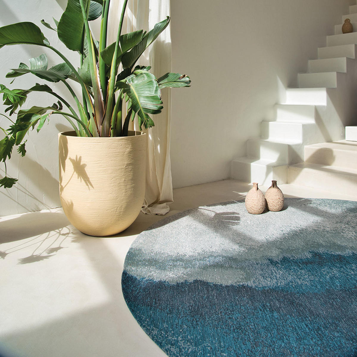 TEPPICH Inkjet Meditation Lagoon 240/240 cm - Blau, Kunststoff/Textil (240/240cm) - Louis De Poortere