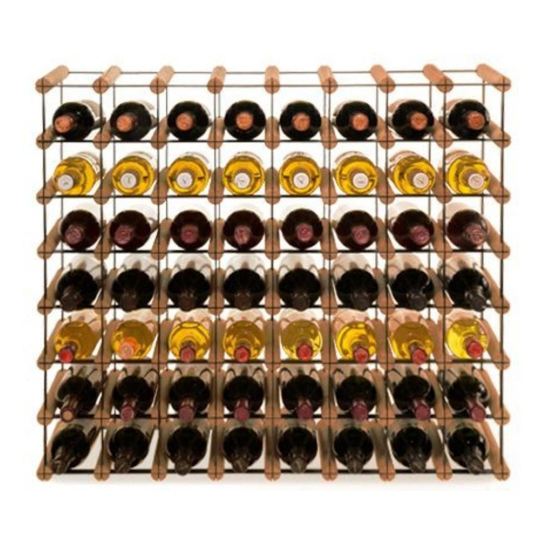 WEINREGAL Vinotega Mod Metal 72,5x82,5x24,5 cm 8x7 Flaschen Massives Kiefernholz Braun Geölt - Braun, Holz (82.5/72.5/24.5cm) - PROREGAL