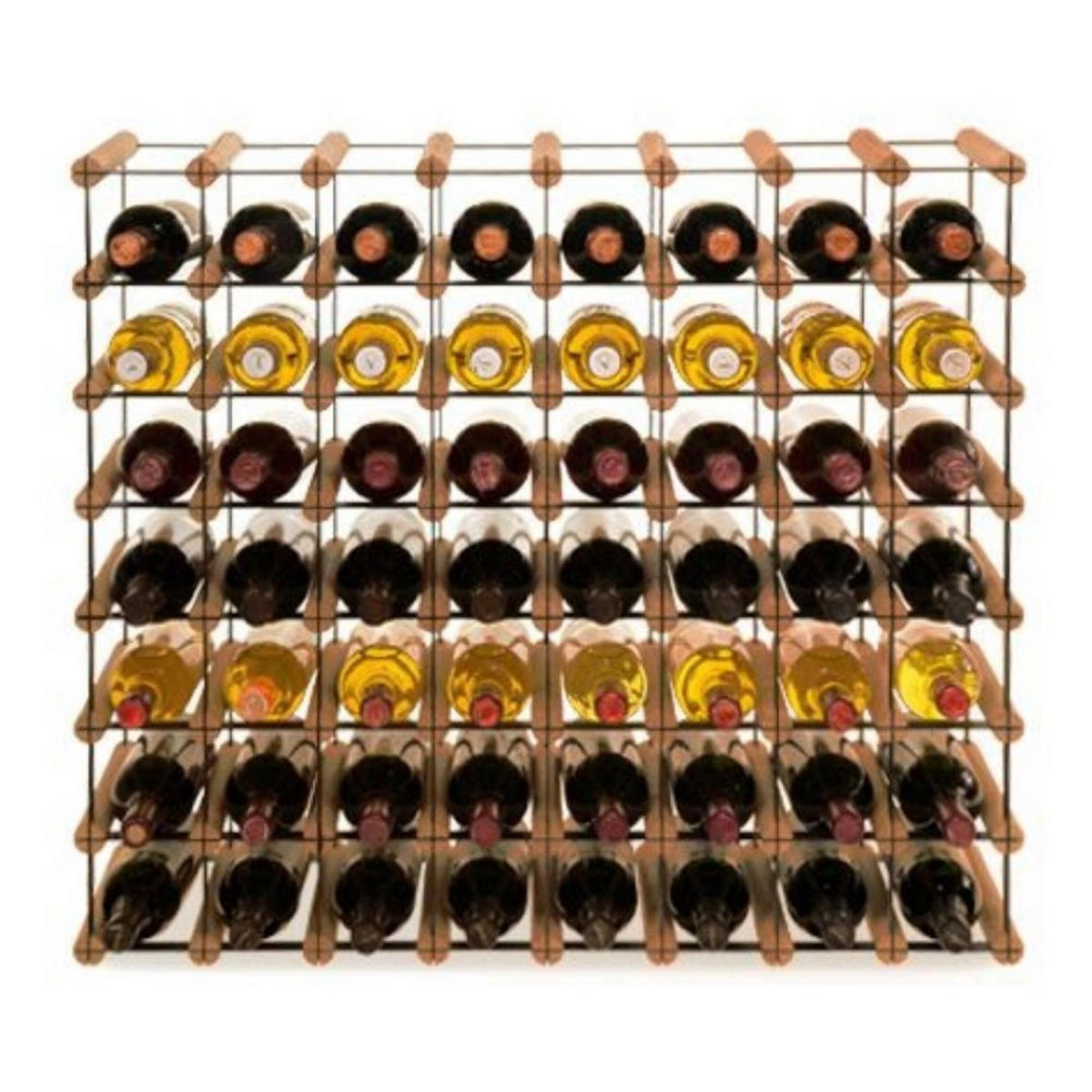 WEINREGAL Vinotega Mod Metal 72,5x82,5x24,5 cm 8x7 Flaschen Massives Kiefernholz Braun Geölt - Braun, Holz (82.5/72.5/24.5cm) - PROREGAL