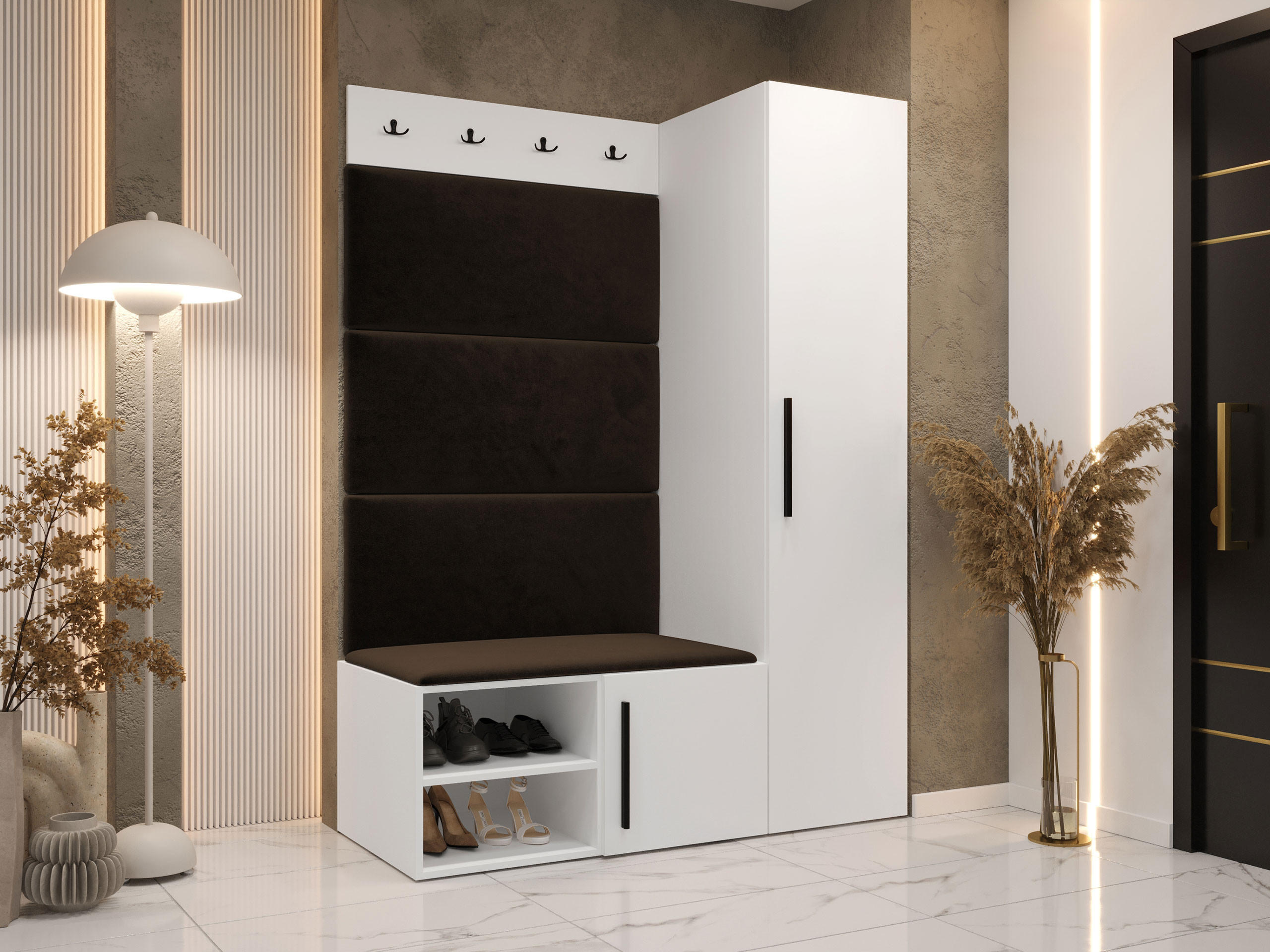 GARDEROBEN-SET Medi II - Schwarz/Braun, Holzwerkstoff/Kunststoff (40/191/50cm) - MIRJAN24