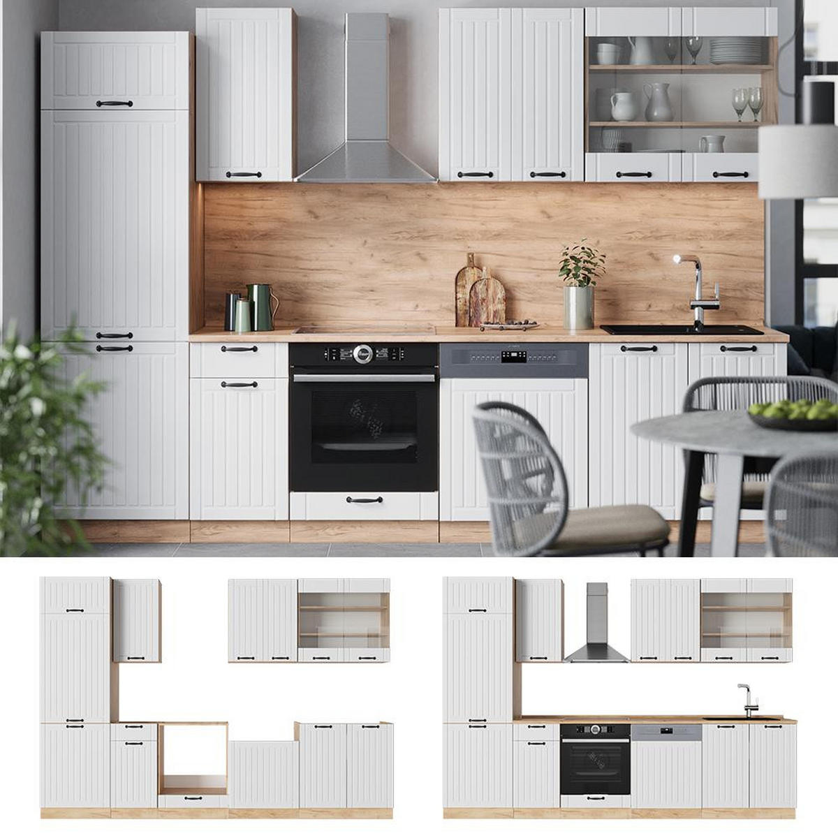 CHICINETĂ Fame-Line Casă de țară albă 300 cm , AP Antracit - stejar miere/alb, compozit lemnos (300/206.8/60cm) - Vicco