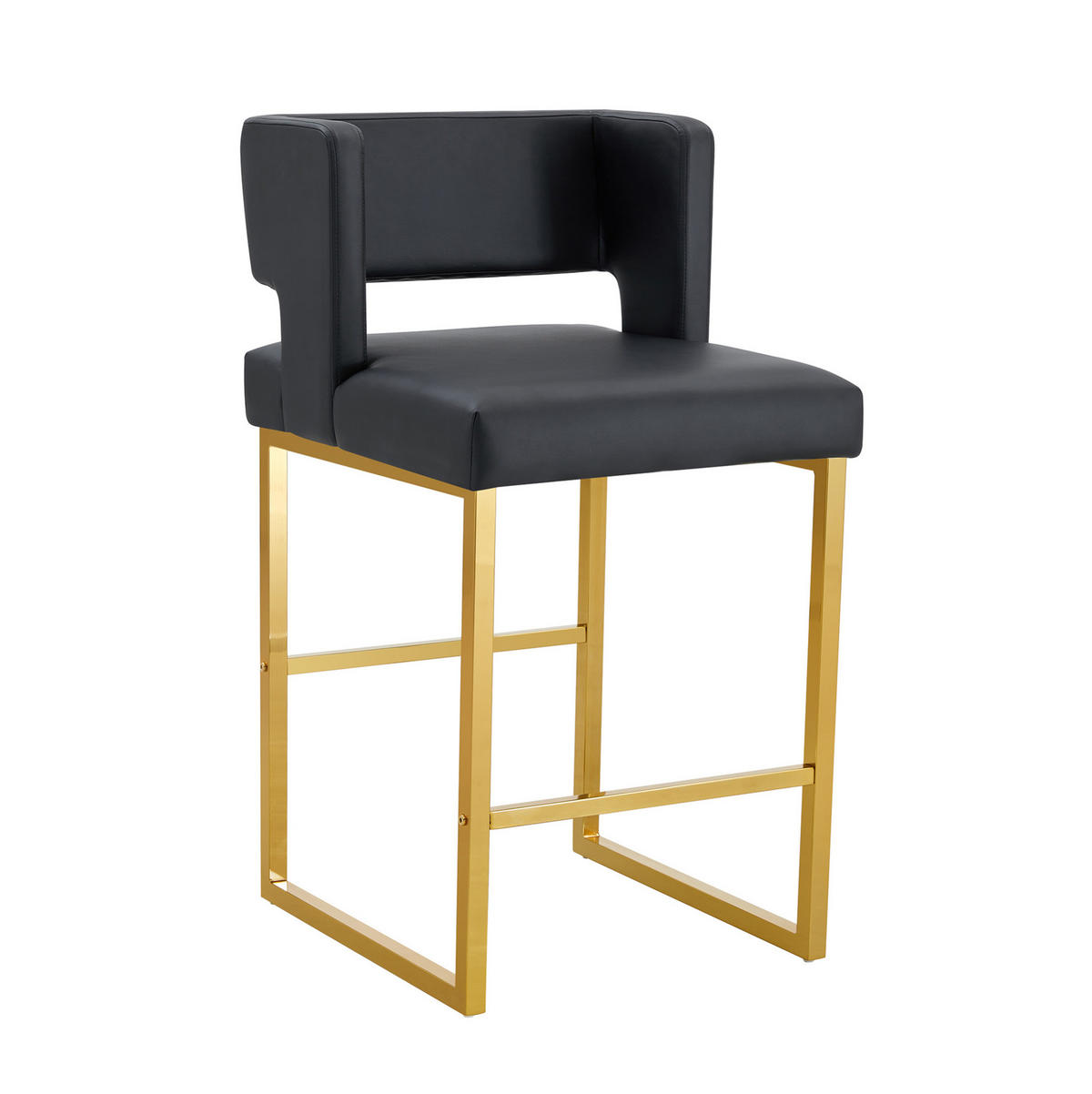 BARHOCKER 91,4 cm Schwarz mit goldfarbenen Metallbeinen - Schwarz, Metall (53.3/91.4/48cm) - MIVRAY