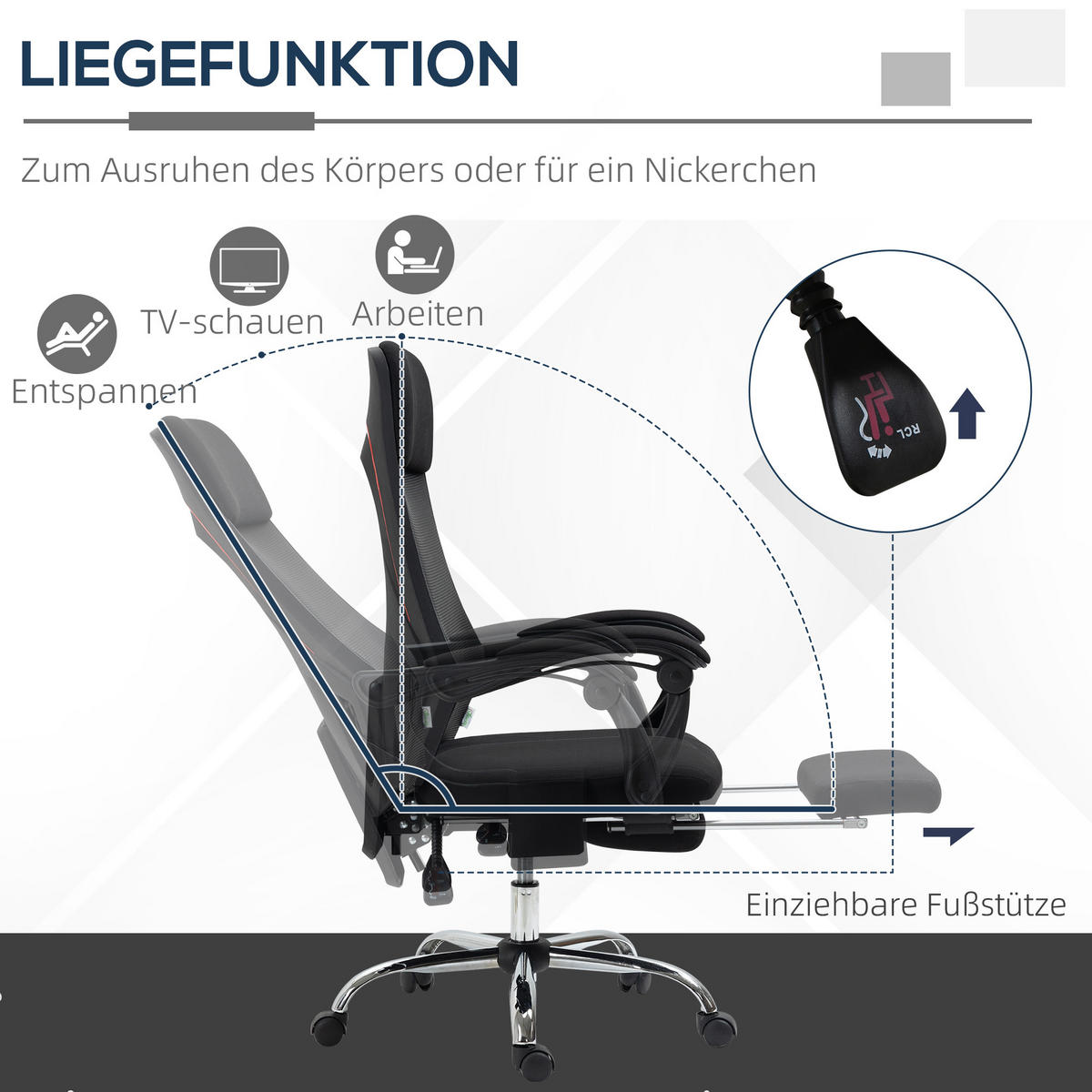 BÜROSTUHL mit Massagefunktion, Schwarz - Schwarz, Kunststoff (57/123/60cm) - Vinsetto