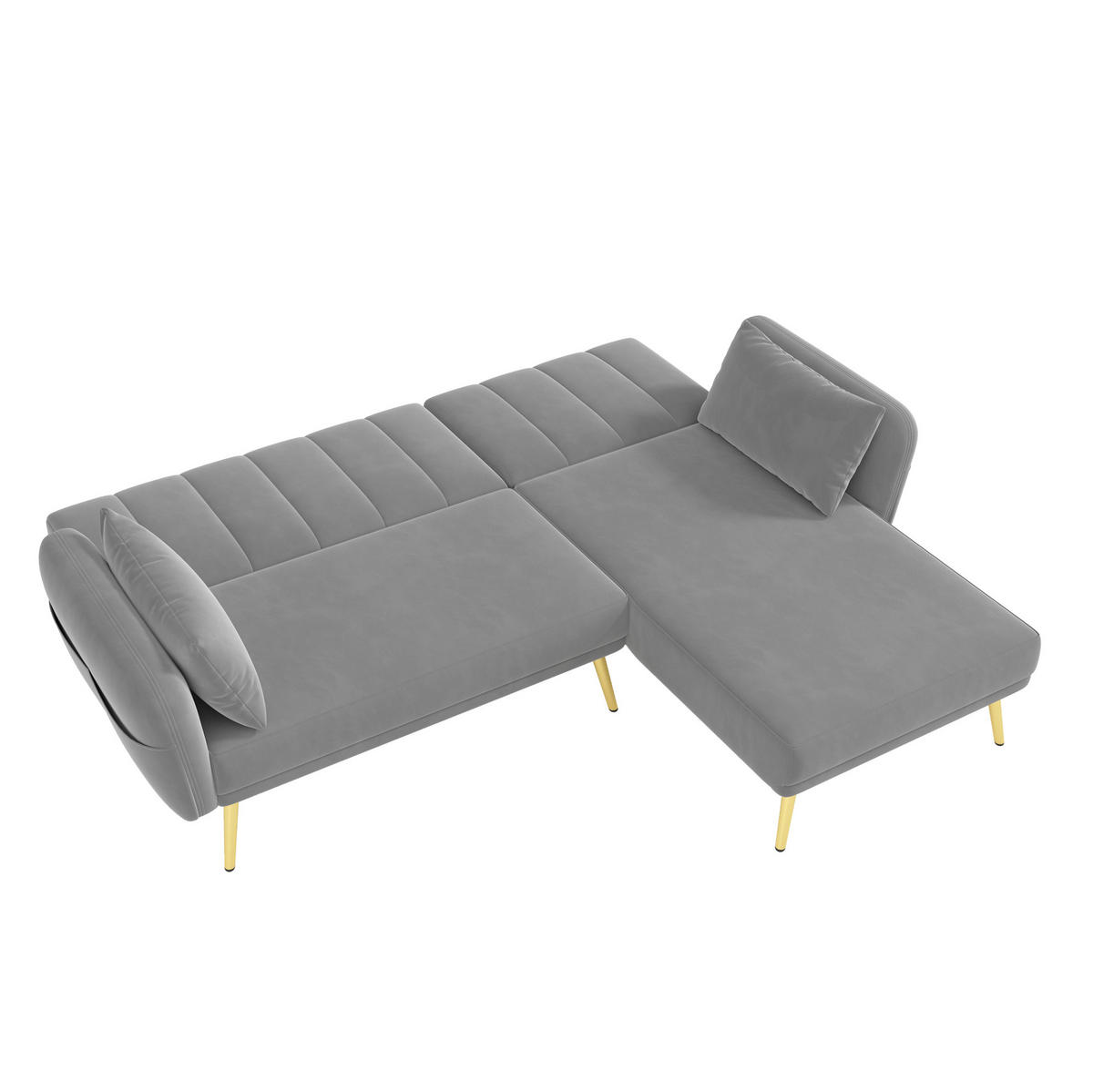 ECKSOFA, Samt mit Schlaffunktion & verstellbarer Rückenlehne, 191,5/130,5/80 cm, Grau - Grau, Textil (130.5/191.5cm) - Redom