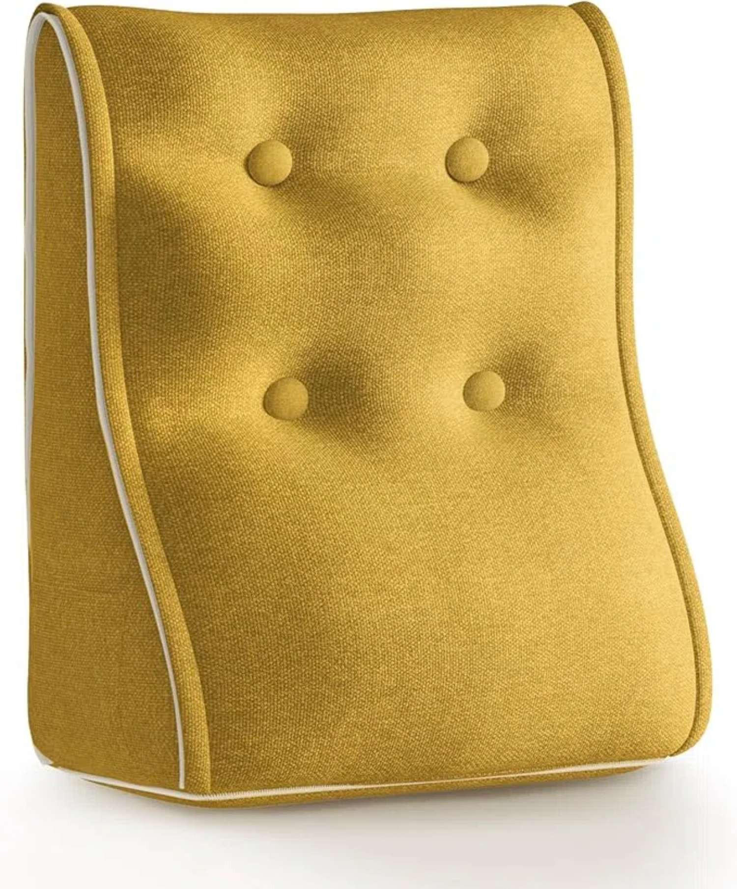 RÜCKENKISSEN Kopfteilkissen Polyesterleinen Gelb 50/22cm - Gelb, Textil (22/50cm) - Vercart