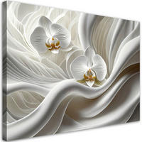 LEINWANDBILD Weiße Orchidee und 3D-Abstraktion 100x70cm - Weiß, Textil (100/70cm) - Feeby