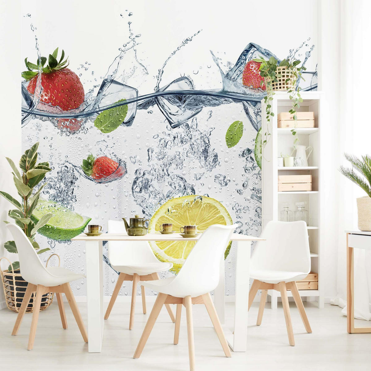 FOTOTAPETE Frucht Cocktail 192/192 cm - Weiß, Papier (192/192cm) - Bilderwelten