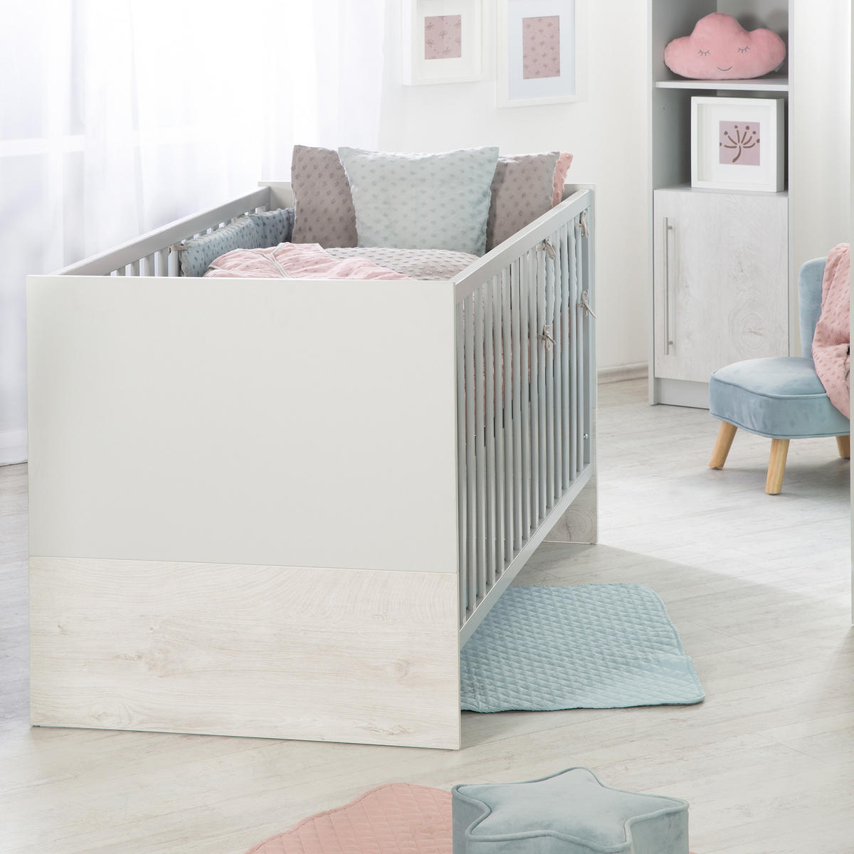 BABYBETT Maren 2 70 x 140 cm - Hellgrau, Holzwerkstoff (70/140cm) - Roba
