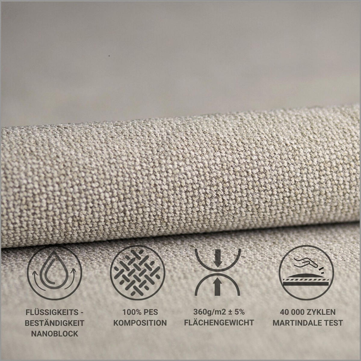 POLSTERBETT Noto Beige 120/200 cm im Webstoff - Beige/Naturfarben, Holz/Holzwerkstoff (120/200cm) - Maison de Reve