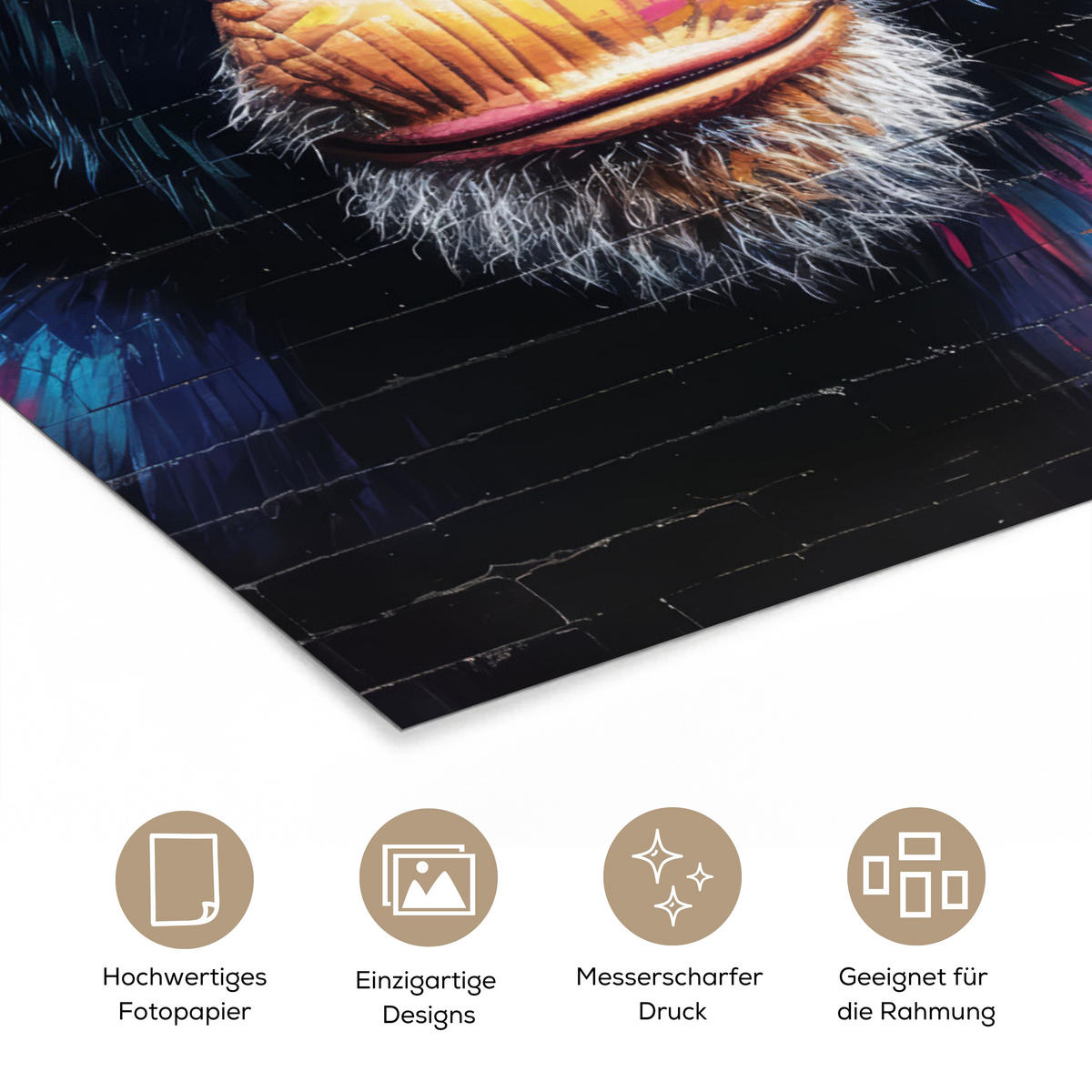 POSTER Graffiti - Schimpanse - Straßenkunst - Kopfhörer - Affe 20x30 cm - Blau, Papier (20/30/0.1cm) - MuchoWow