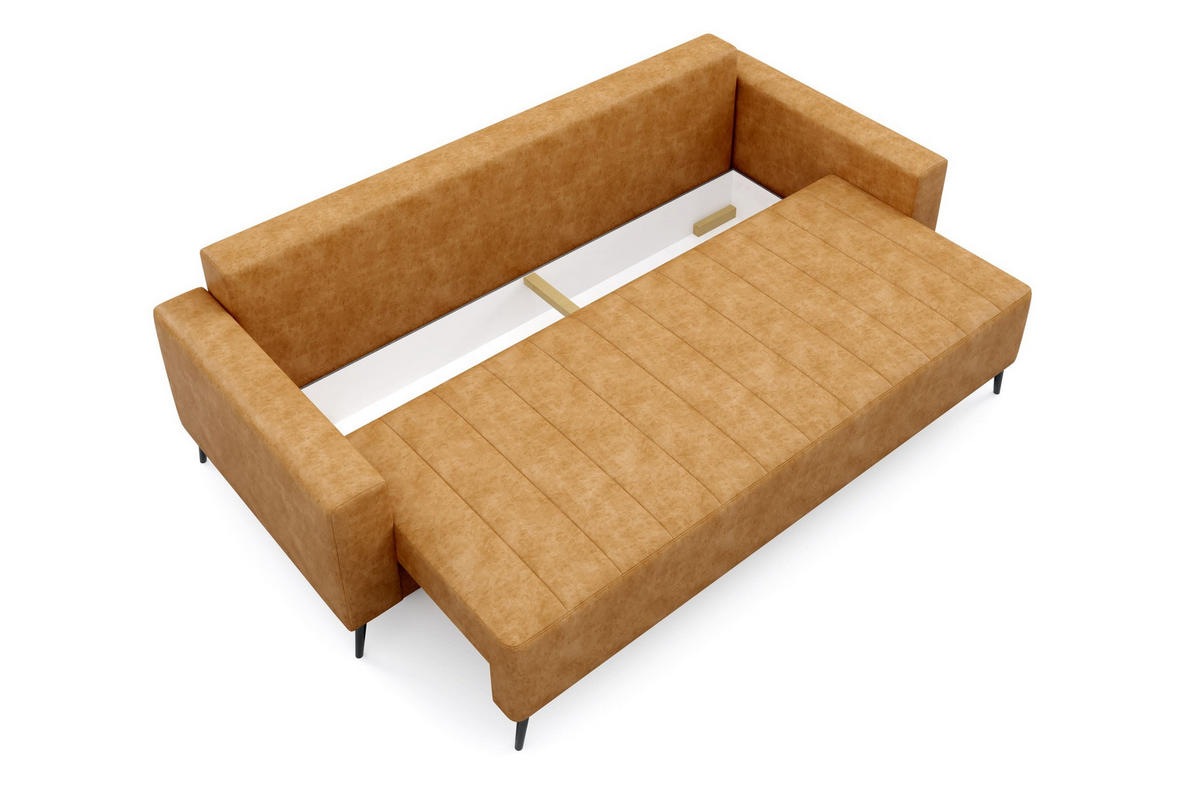 SCHLAFSOFA - Sofa Retros - Mustard (Goya 06) - Dunkelorange, Holz (229/95/99cm) - Möblo