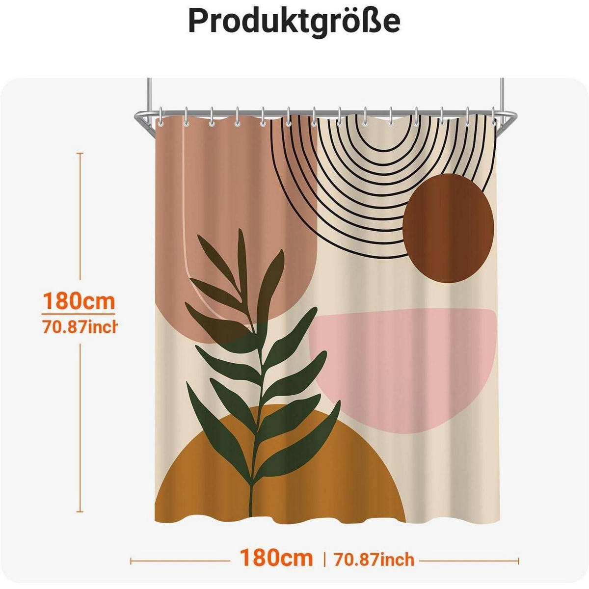 DUSCHVORHANG Sonne Blätter 180 x 180 cm - Multicolor, Textil (180/180cm)