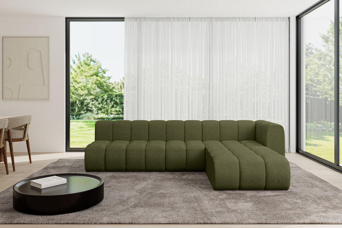 ECKSOFA modulares Sofa Darnel-L2 - 296x177x70 cm Grün - Grün, Holzwerkstoff/Textil (296/177cm) - ALTDECOR