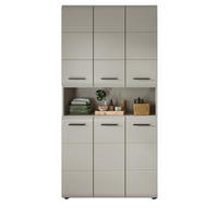 HOCHSCHRANK Kaschmir 90 x 185 cm, Badschrank XL 6-türig - Kaschmir/Schwarz, Holzwerkstoff/Kunststoff (90/185/30cm) - Inn.Furn