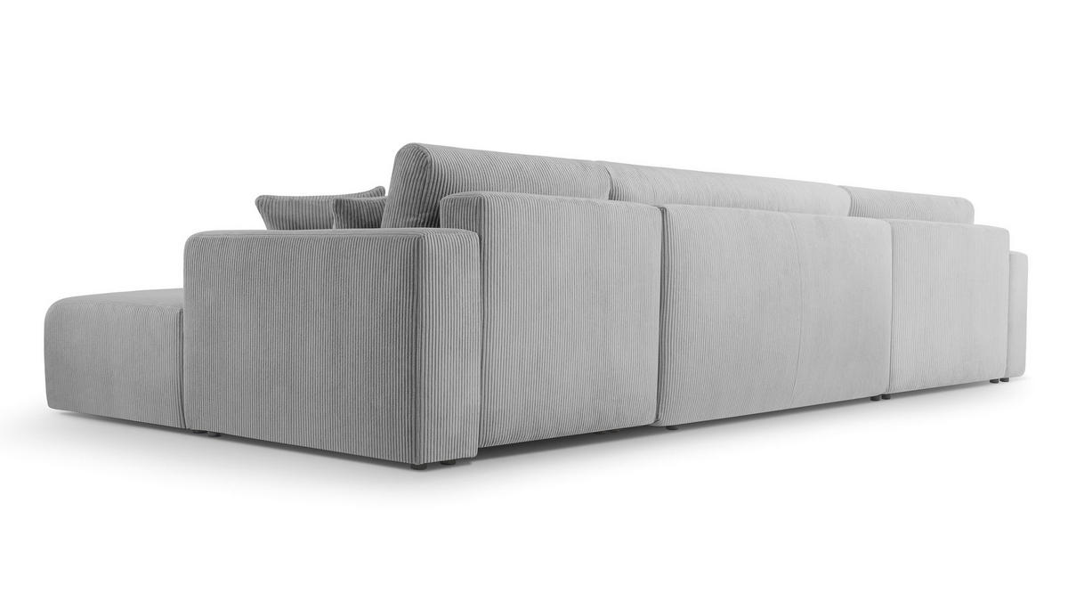 WOHNLANDSCHAFT Catea Hellgrau 364/145/85 cm mit Schlaffunktion - Hellgrau/Schwarz, Kunststoff/Textil (364/84/145cm) - AX Living