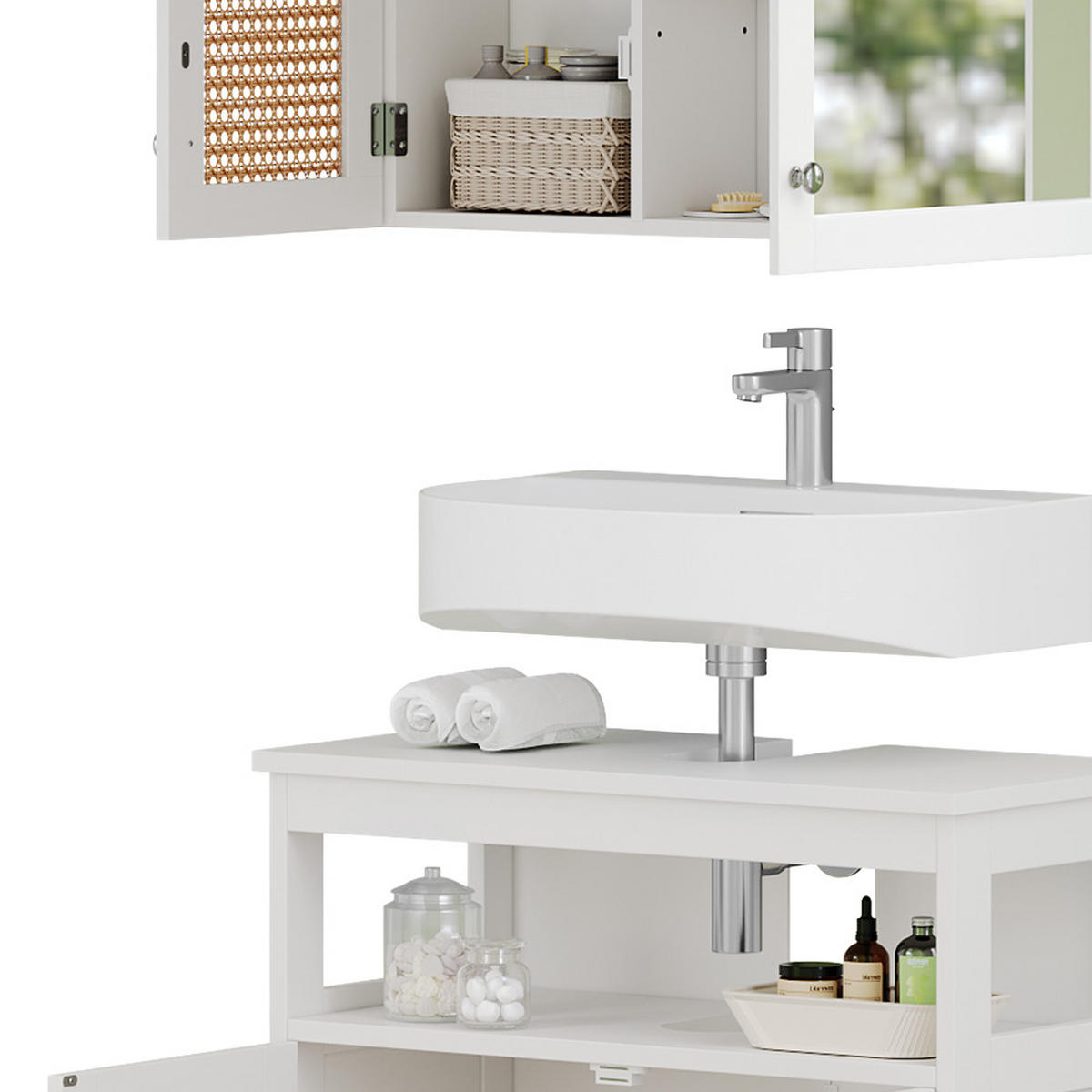 BADMÖBEL-SET Rosario Weiß 2 Teile - Weiß, Holzwerkstoff (60/60/30cm) - Vicco