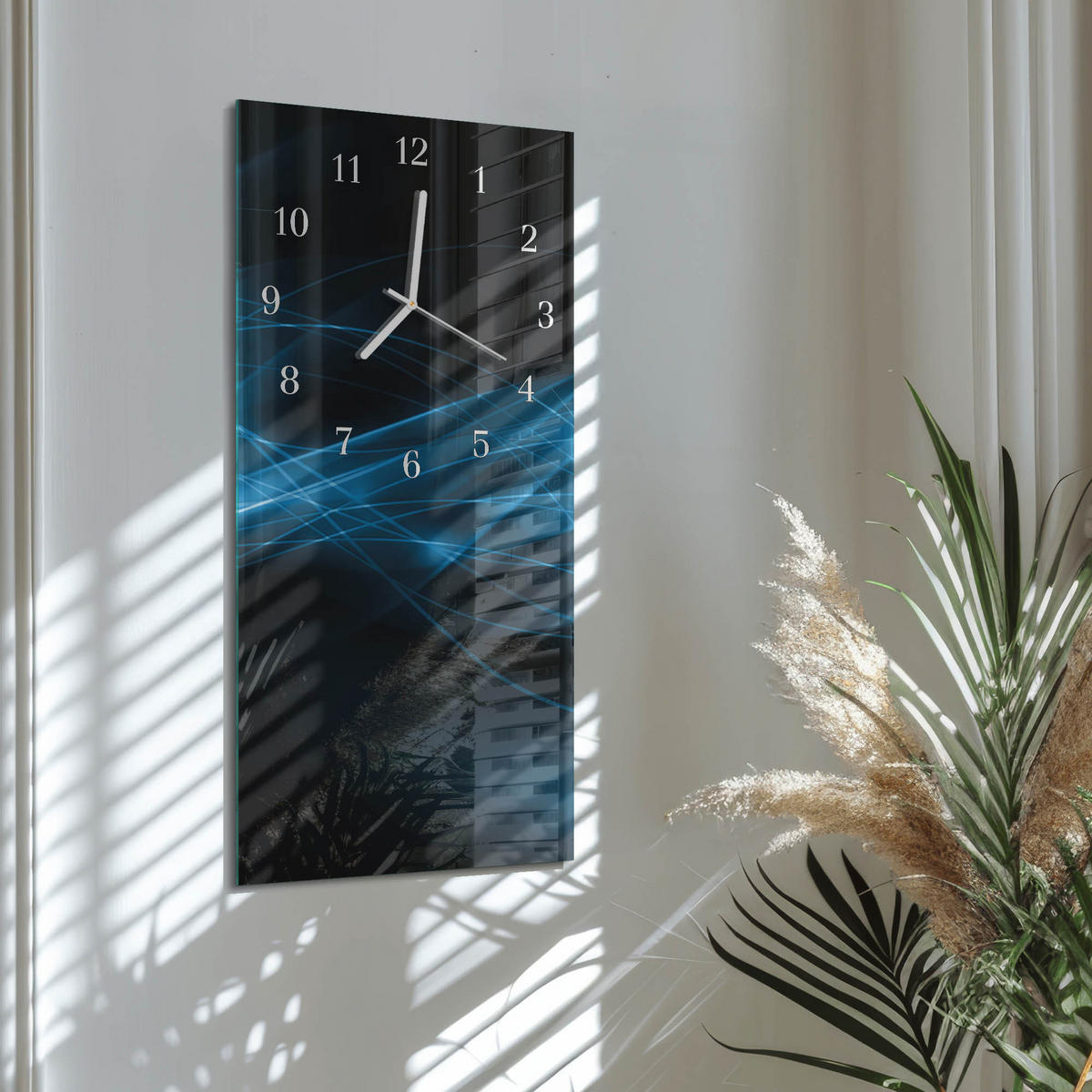 WANDUHR 30x60 cm - Anis - Blau, Glas (30/60/0.4cm) - TULUP