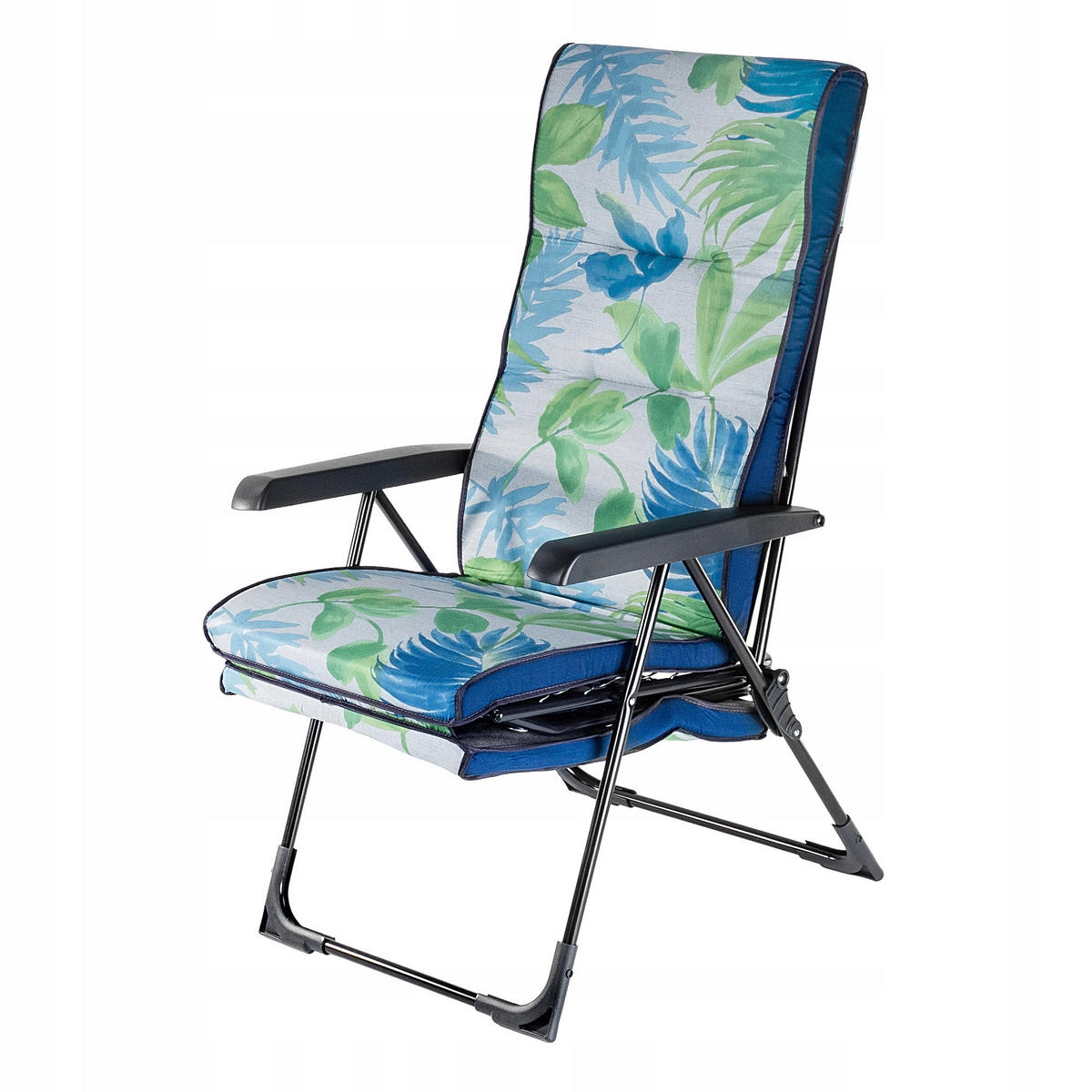 GARTENLIEGE 189 x 58 cm Blätter - Blau/Grau, Metall (58/189cm) - KADAX