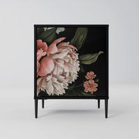 SIDEBOARD LUSH ELEGANCE, Schwarz, 57,5x42x72,5 cm, Schwarze Metallfüße - Multicolor/Schwarz, Holzwerkstoff/Metall (57.5/72.5/42cm) - SpaceRebels