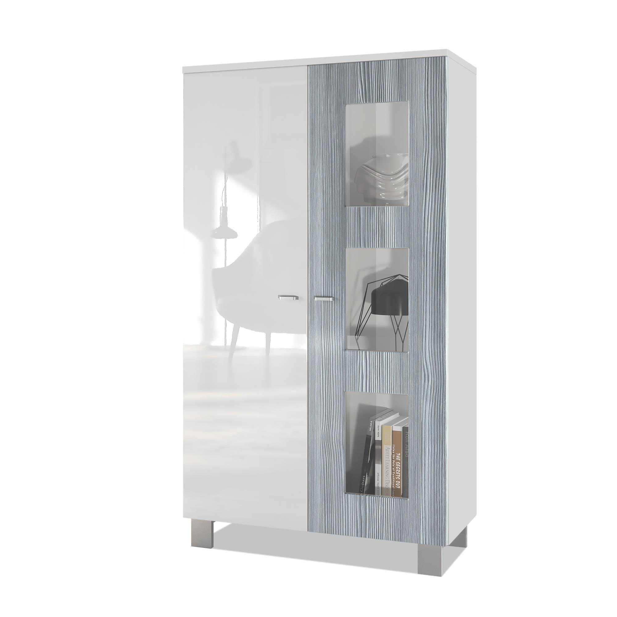 VITRINE Denjo Tür in Avola-Anthrazit - Anthrazit, Holzwerkstoff (71/129/35cm) - Vladon