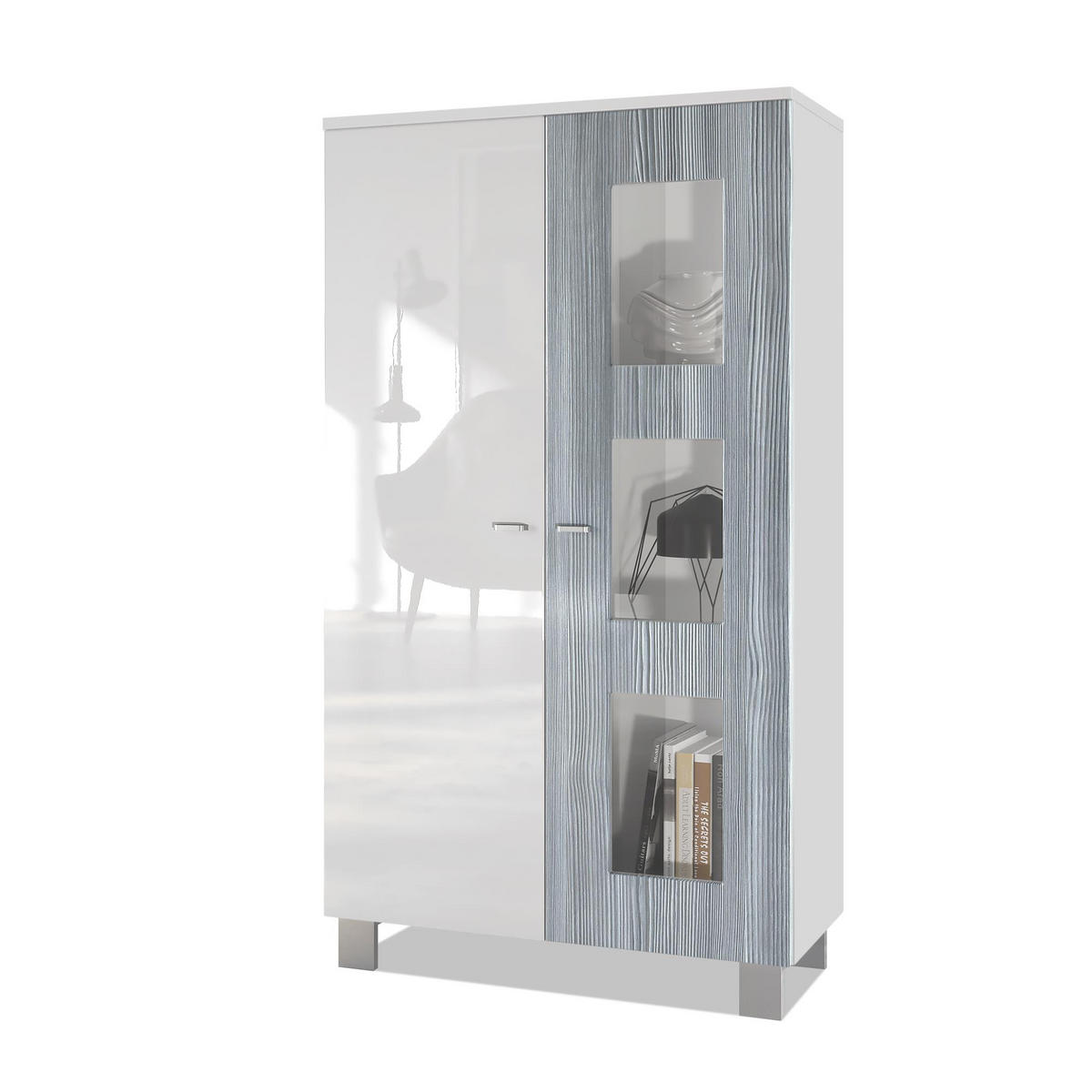 VITRINE Denjo Tür in Avola-Anthrazit - Anthrazit, Holzwerkstoff (71/129/35cm) - Vladon