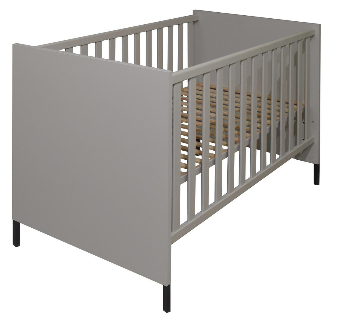 BABYZIMMER Olaf in Kreidegrau matt Lack und Anthrazit 8 teilig inklusive Matratze - Grau, Holzwerkstoff (120/200/80cm)